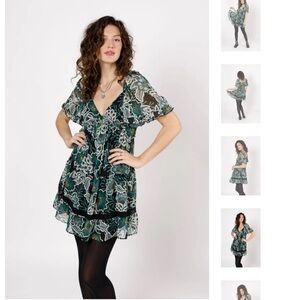 Band of the free emerald floral mini dress